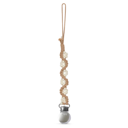 Adora Lily Pacifier Clip - Saddle