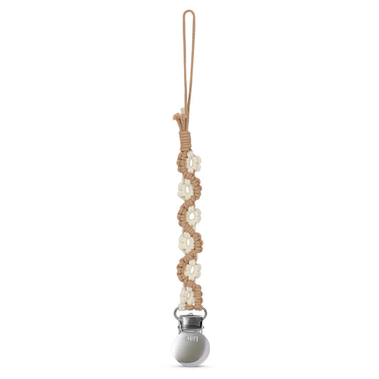 Adora Lily Pacifier Clip - Saddle