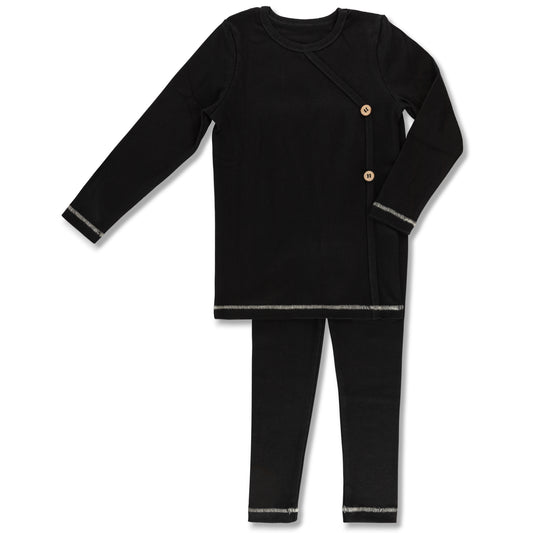 Little Label Black Weekend Wrap Pajama Buttons