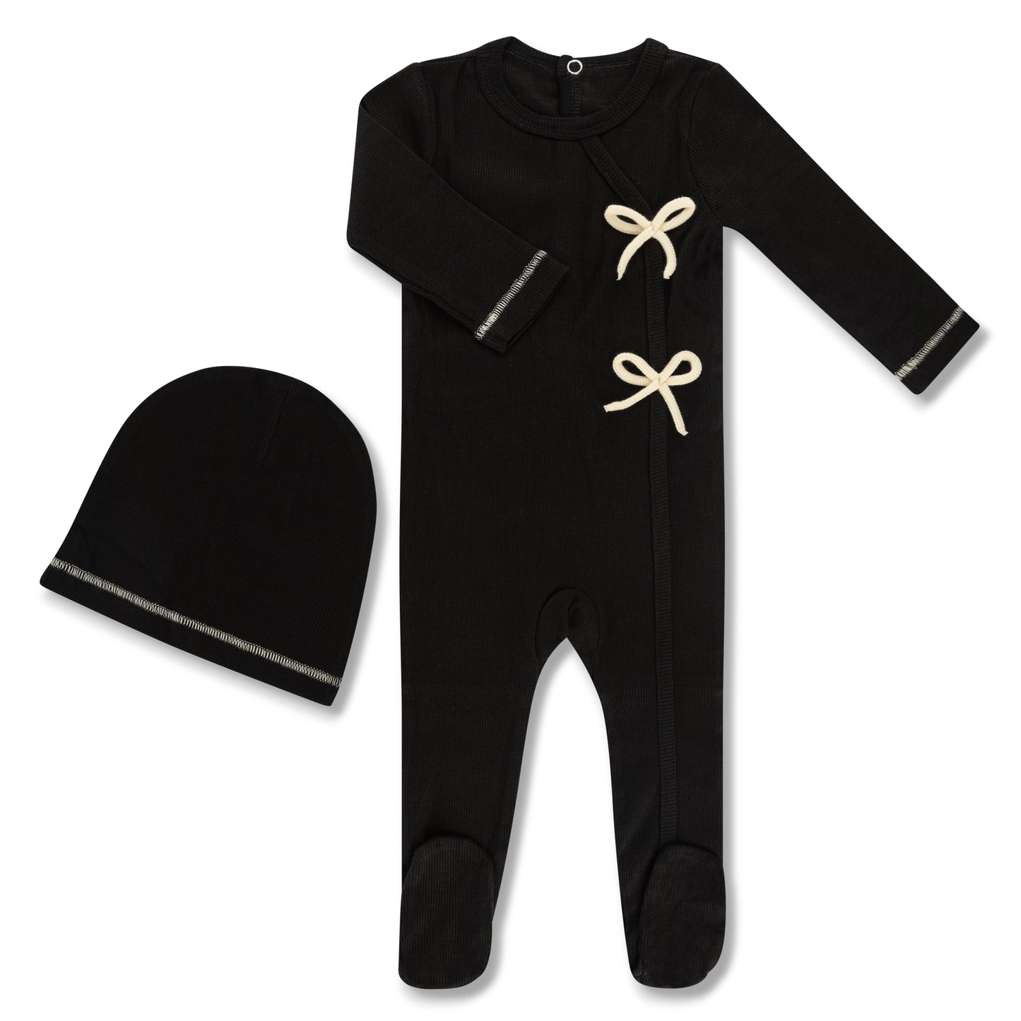 Little Label Black Weekend Footie Set- Bows