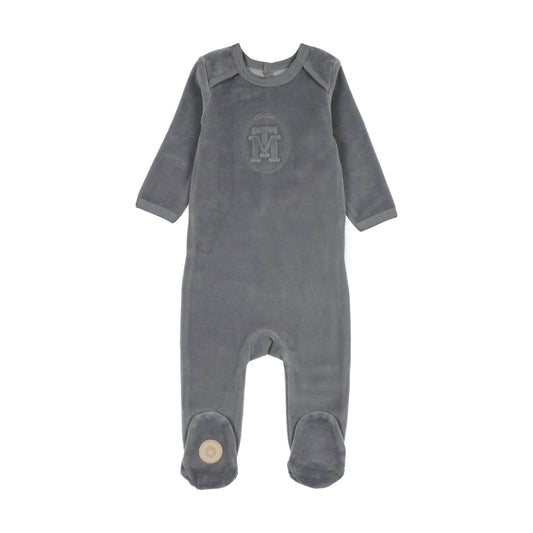 Mon Tresor MT Embossed Footie- Ocean Blue