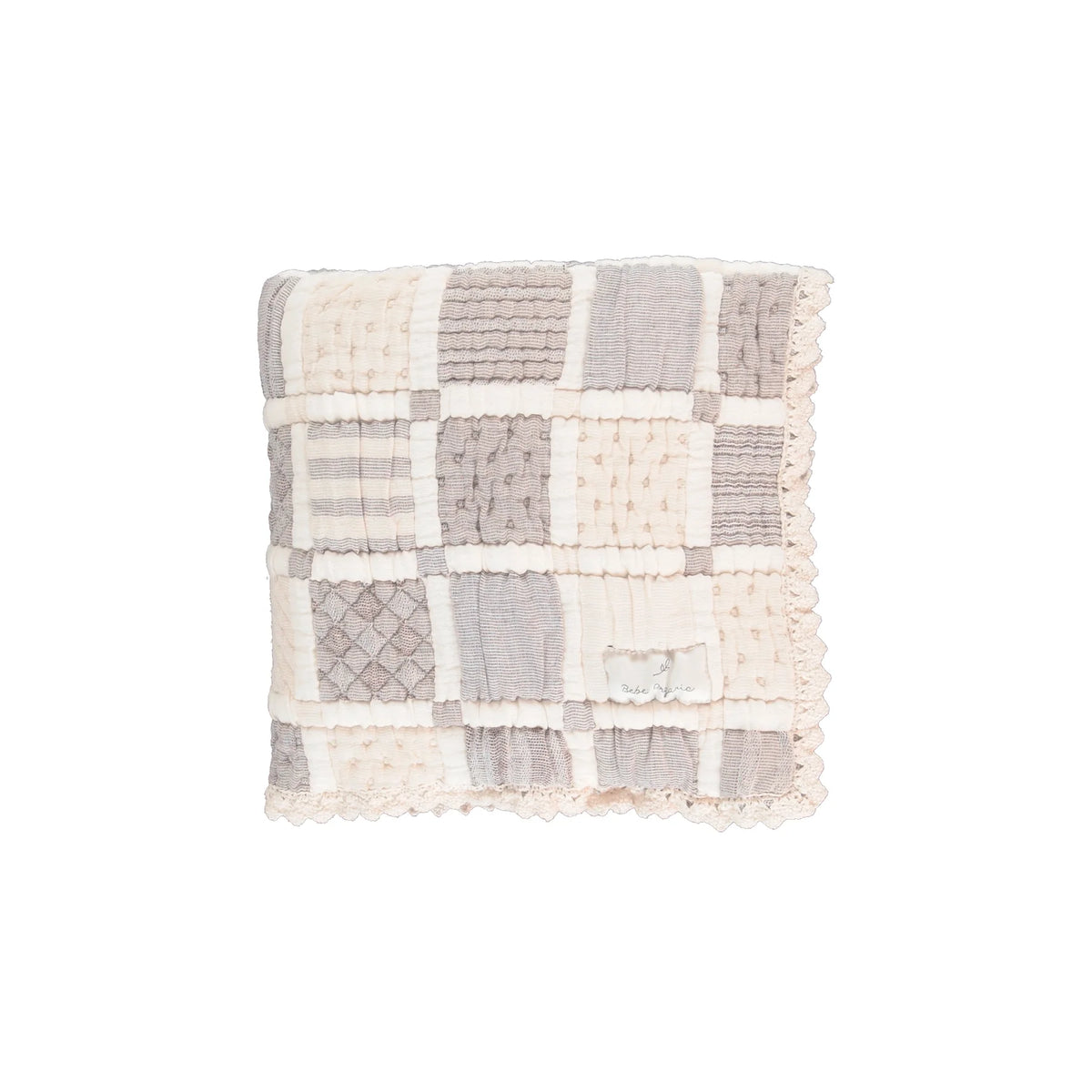 Bebe Organic Mai Blanket- Taupe Patchwork