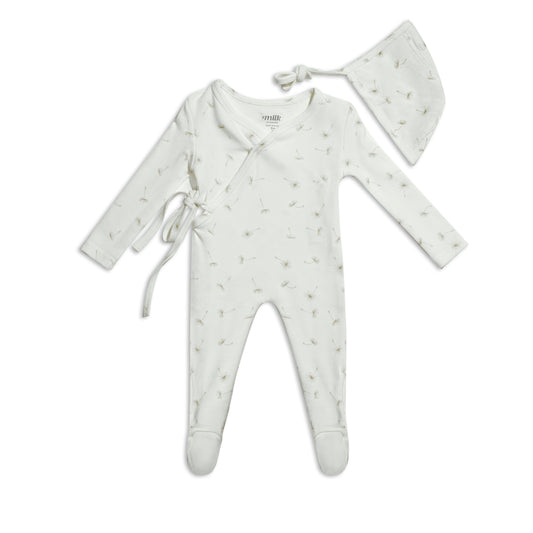 Milk Denmark Footie+Hat Set - Ivory Wildflower