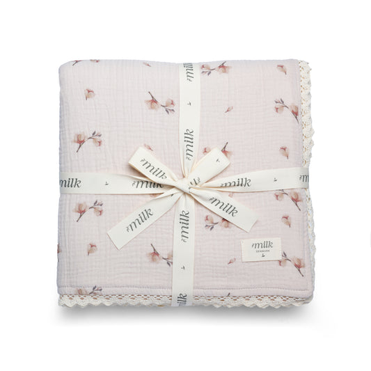 Milk Denmark Lace Edge Blanket - Blossom Oat