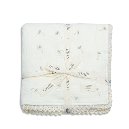 Milk Denmark Lace Edge Blanket - Wildflower Ivory
