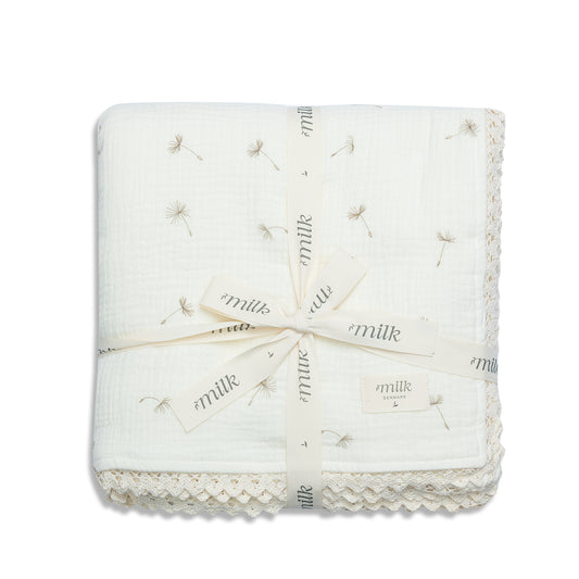 Milk Denmark Lace Edge Blanket - Wildflower Ivory