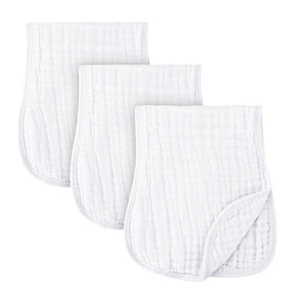 Ely's and Co Muslin Burp Cloths 3 Pack- White