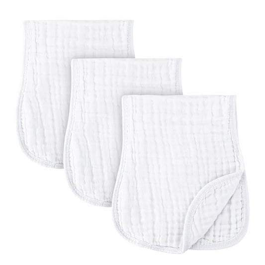 Ely's and Co Muslin Burp Cloths 3 Pack- White