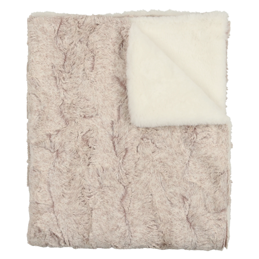 Peluche Lux Fur Blankets - Oatmeal and Natural Super Fluff