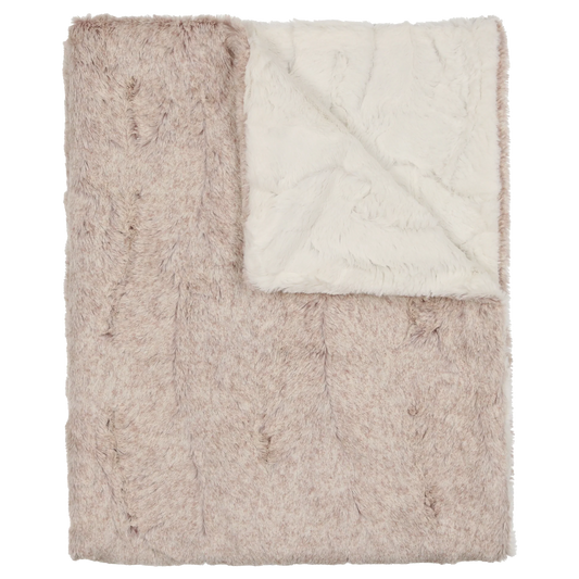 Peluche Lux Fur Blankets - Oatmeal and Natural Heather 