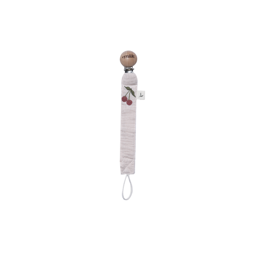 Milk Denmark Muslin Paci Clip - Cherry