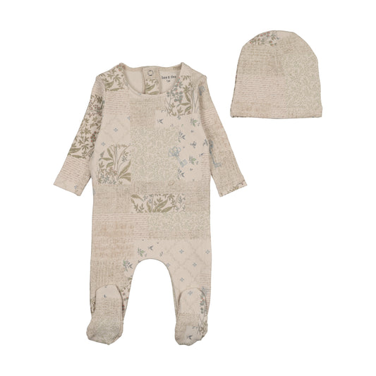 Bee & Dee Organic Paper Print Footie+Beanie - Boys