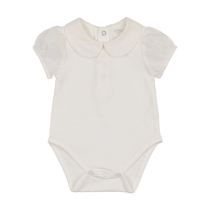 Peluche Onesie with Cotton Puff Sleeve - Cream