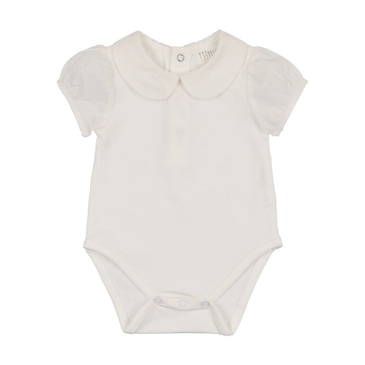Peluche Onesie with Cotton Puff Sleeve - Cream