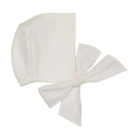 Peluche Bonnet with Cottons String - Cream
