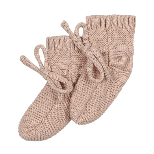 Peluche Knit Booties- Rose