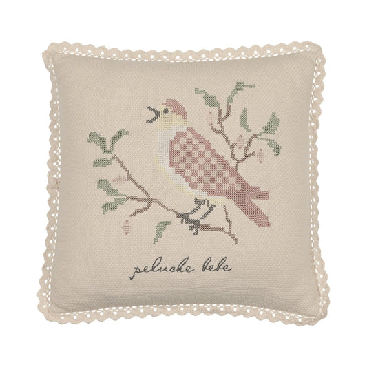 Peluche Cross Stitch Knit Pillow -Stone Rose