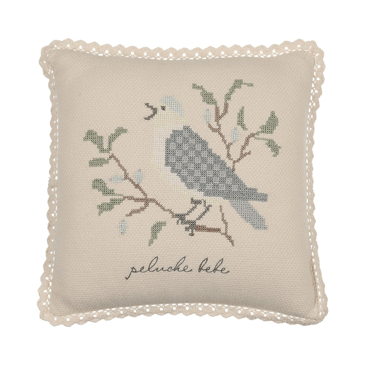 Peluche Cross Stitch Knit Pillow - Stone Blue - Stone/Blue