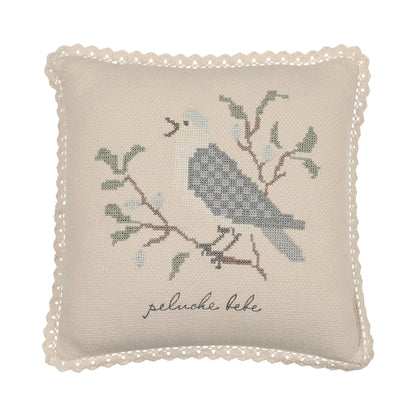 Peluche Cross Stitch Knit Pillow - Stone Blue - Stone/Blue