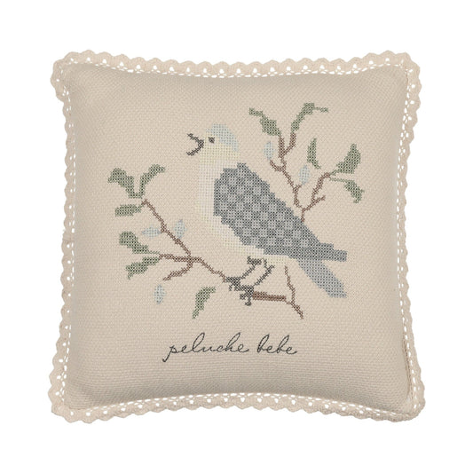 Peluche Cross Stitch Knit Pillow - Stone Blue - Stone/Blue