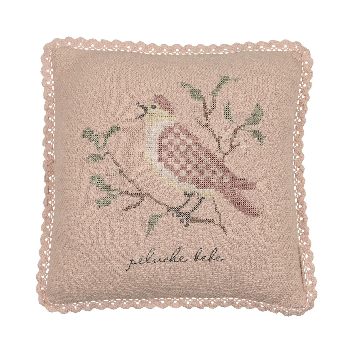 Peluche Cross Stitch Knit Pillow -Rose