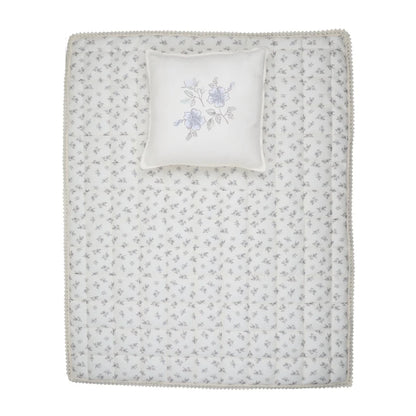 Peluche Blossom Quilted Blanket / Crochet Trim + Square Pillow - Powder - Powder