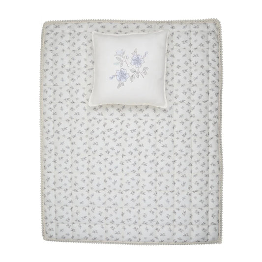 Peluche Blossom Quilted Blanket / Crochet Trim + Square Pillow - Powder - Powder