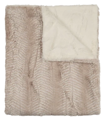 Peluche Lux Fur Blankets - Feather Beige and Natural