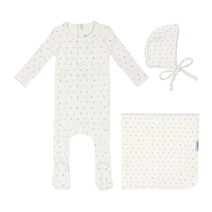 Mini Label Ivory Petal Pointelle Floral Layette  Set-Boys