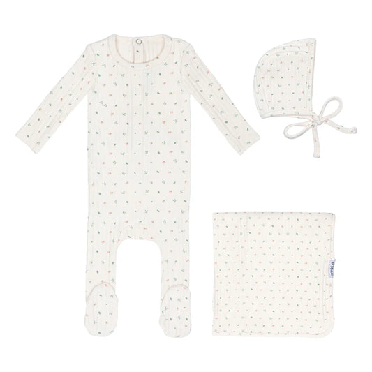 Mini Label Ivory Petal Pointelle Floral Layette Set-Girls