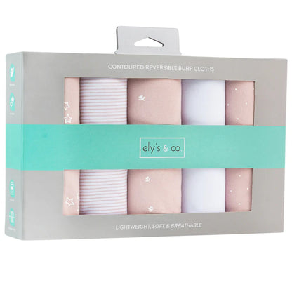 Ely's and Co Absorbent Hourglass Burp Cloths 5-Pack Pink Tulip Collection