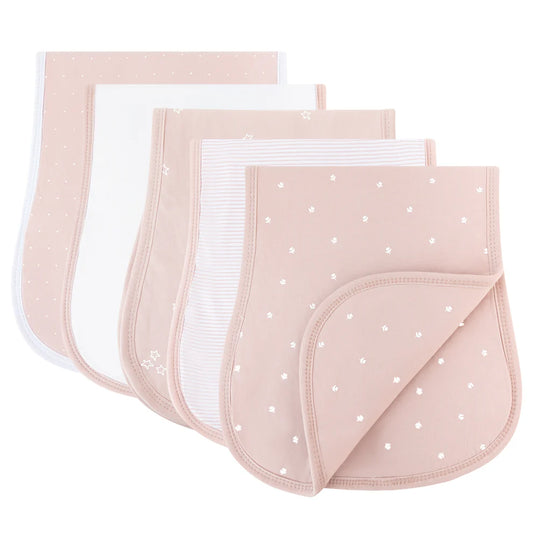 Ely's and Co Absorbent Hourglass Burp Cloths 5-Pack Pink Tulip Collection