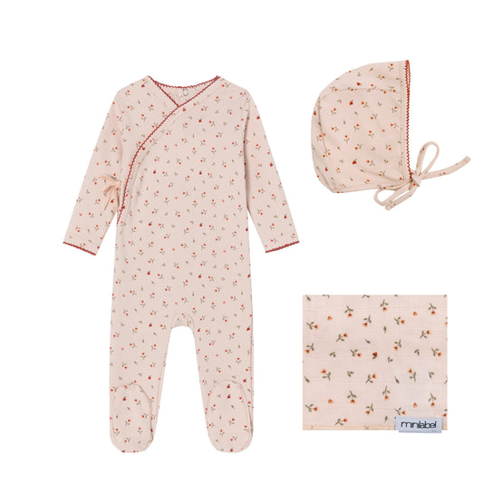 Mini Label Pink Heart Printed Kimono Layette Set