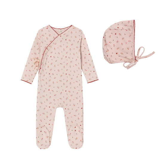 Mini Label Pink Heart Printed Kimono Footie Set