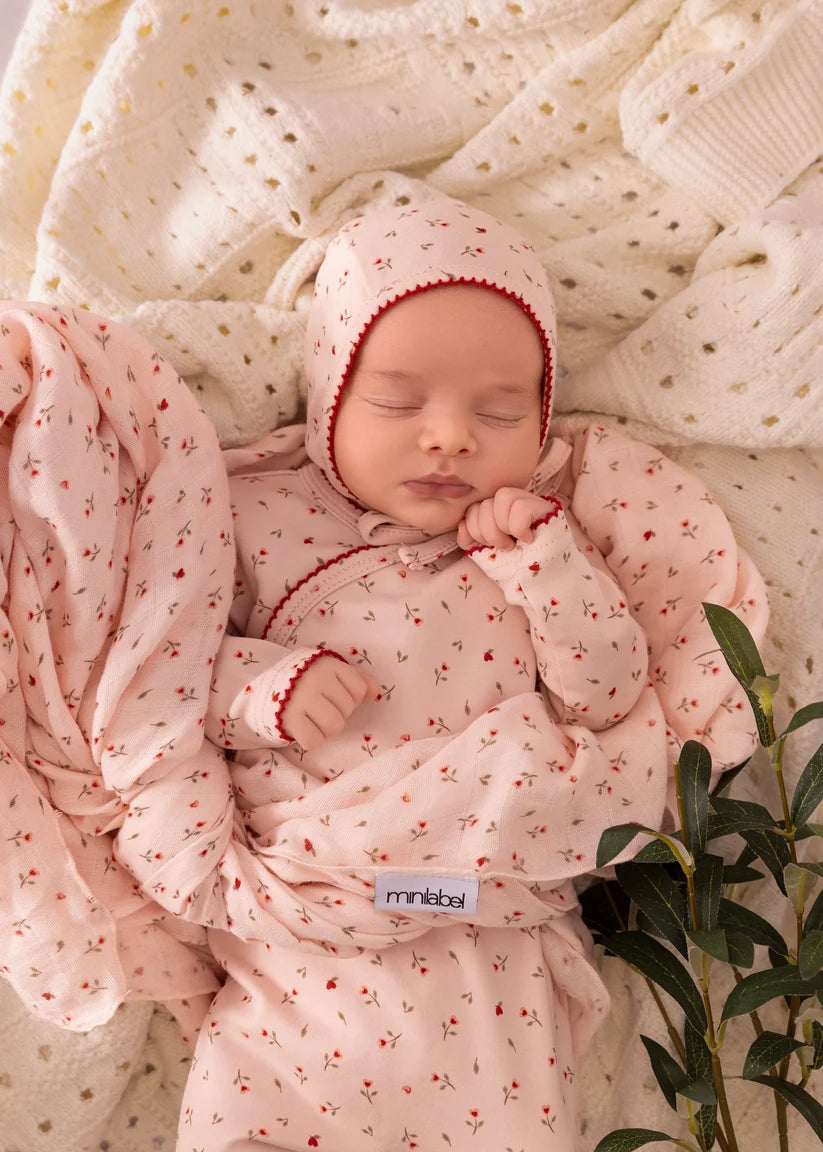 Mini Label Pink Heart Printed Kimono Layette Set