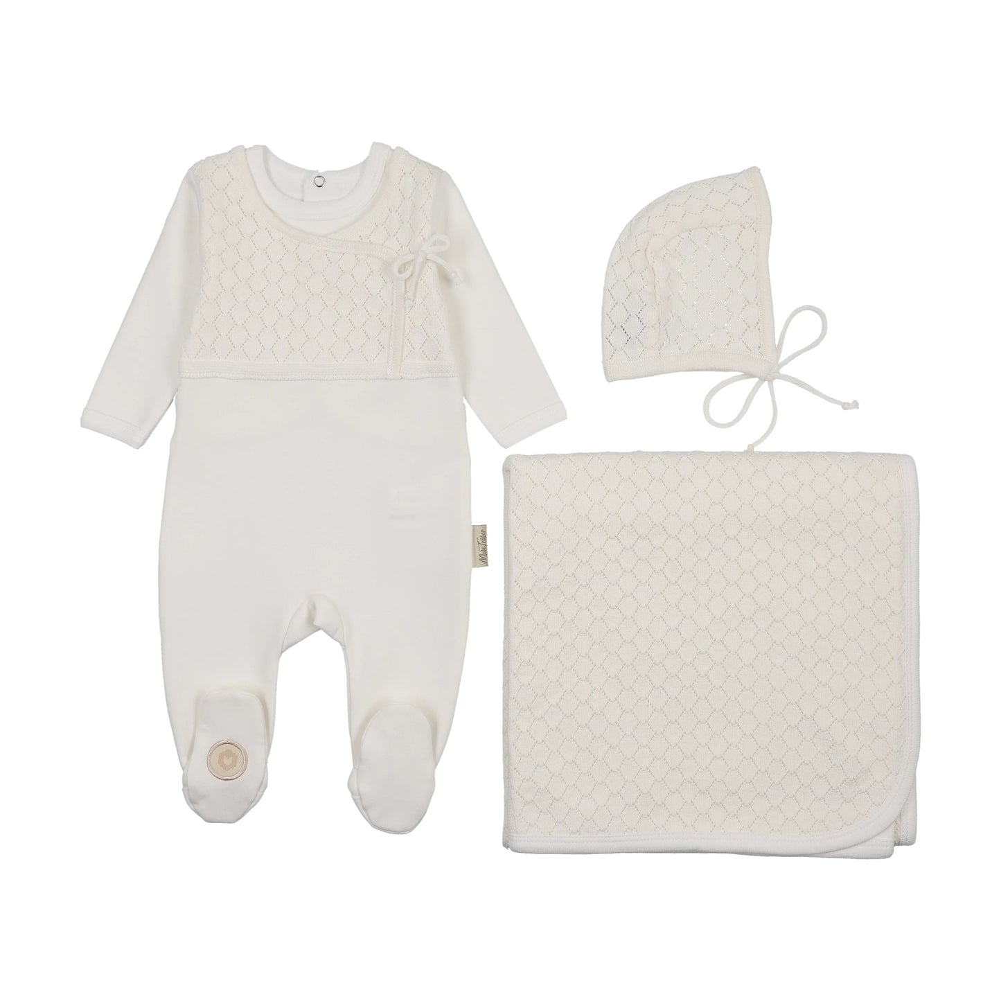Mon Tresor Pointelle Wrap Layette Set- Ivory