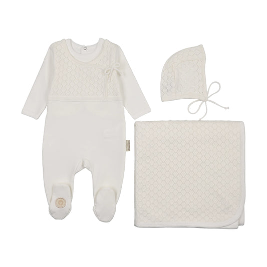 Mon Tresor Pointelle Wrap Layette Set- Ivory
