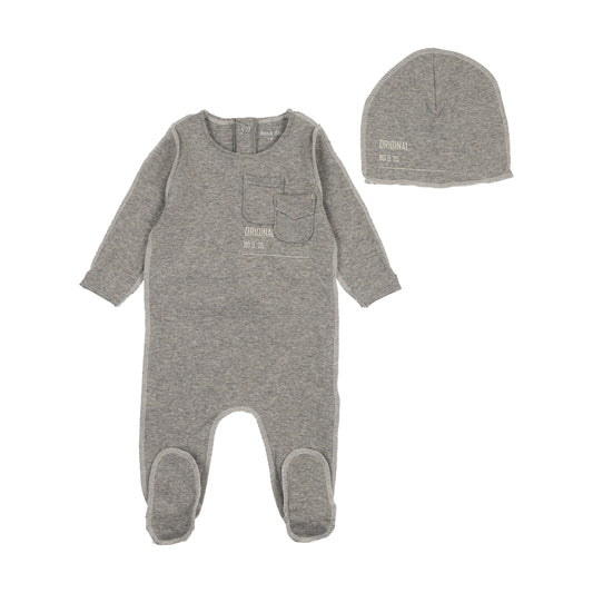 Bee & Dee Raw Sewing Pattern Footie+Beanie- French Grey