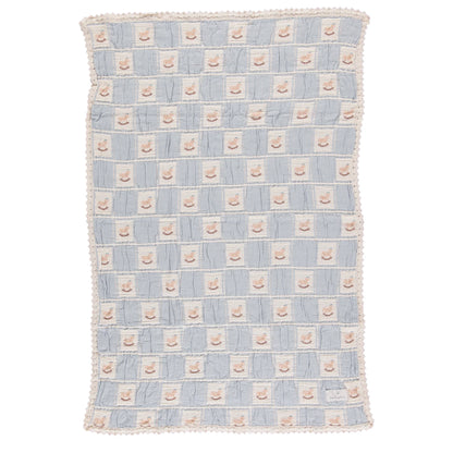 Bebe Organic Rocking Horse Patchwork Blanket- Blue