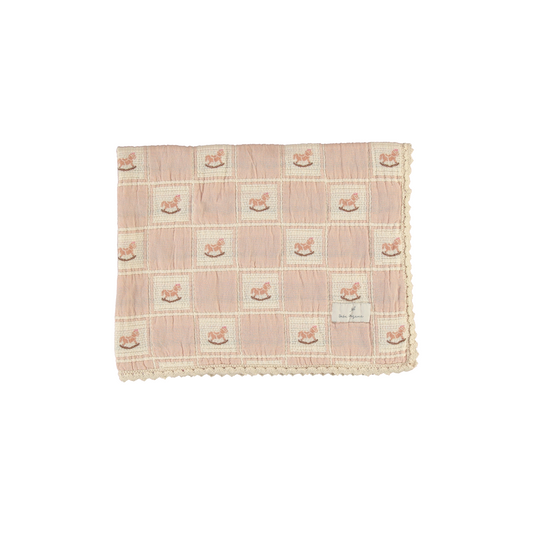 Bebe Organic Rocking Horse Patchwork Blanket - Mauve