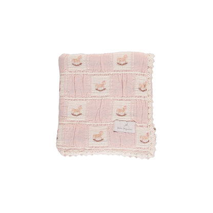 Bebe Organic Rocking Horse Patchwork Blanket- Mauve