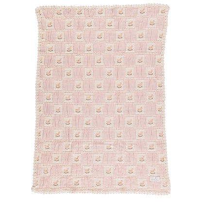 Bebe Organic Rocking Horse Patchwork Blanket- Mauve
