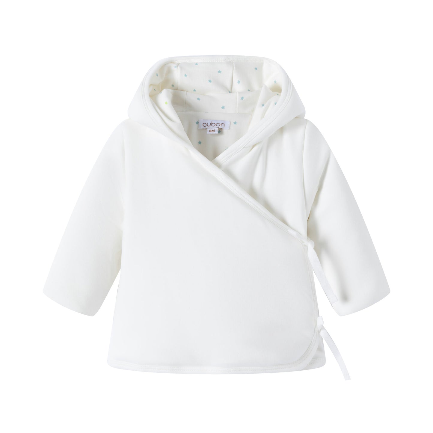Oubon White Wrap Jacket With Star Print Lining