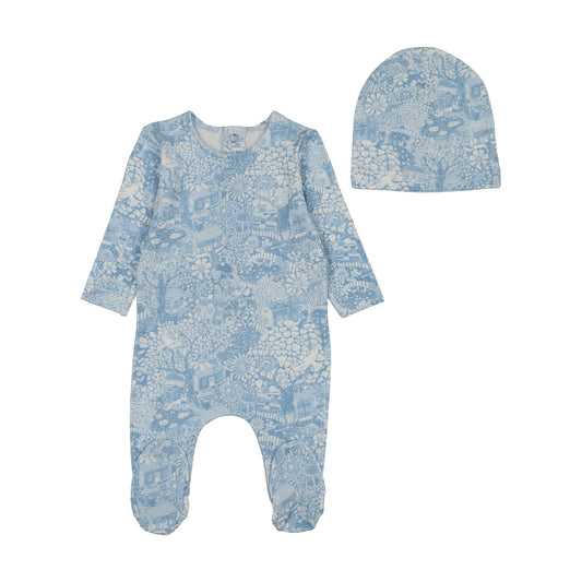 Bee & Dee Botanical Footie Set- Cafe Blue Modal
