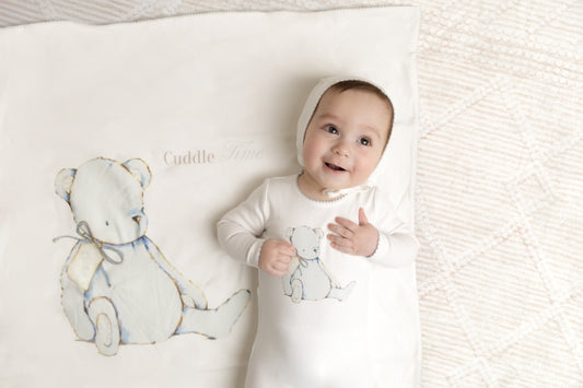 Bee & Dee Cuddle Time Footie Set- Chalk White Boys