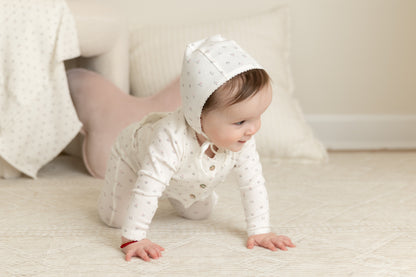 Bee & Dee Floral Print Cardigan Layette Set- Chalk White Girls