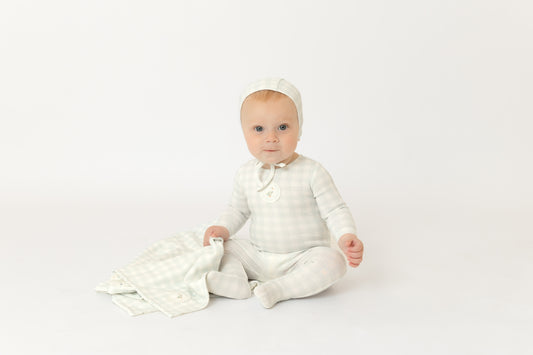 Bee & Dee Goose on Plaid Footie Set- Chalk White Boys
