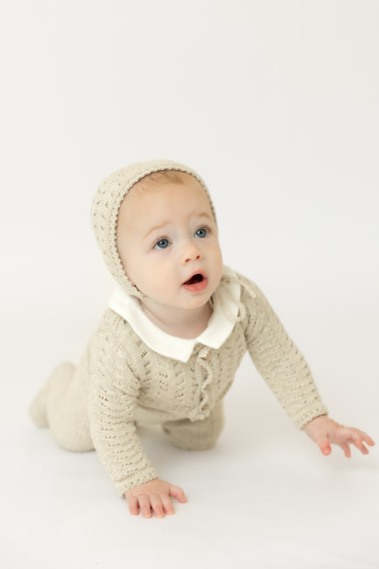 Bee & Dee Knit Ensemble Footie Set- Oat