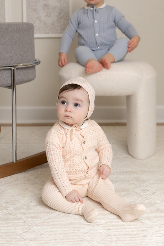 Bee & Dee Knit Ensemble Footie Set- Pearly Pink