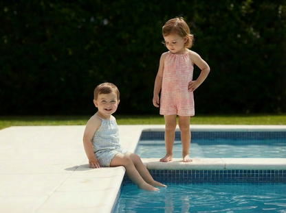 Bee & Dee Terry Scribbles Romper- Sand Pink